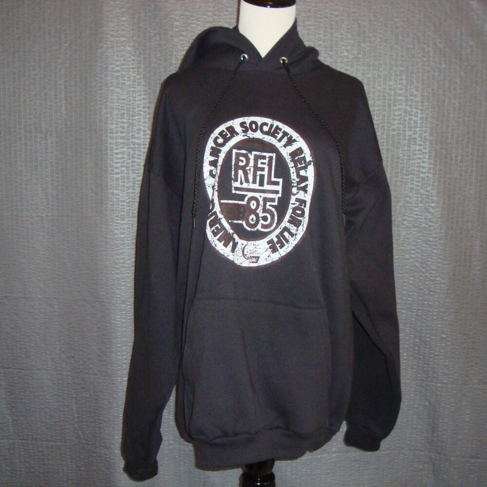 Vintage Relay For Life Hoodie Sweatshirt‎ Black C Port & Company sz L NWOT